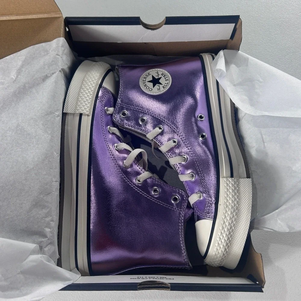 Converse Chuck Taylor All Star EVA Lift Hi Purple Metallic Kids US 6 A13449C NEW